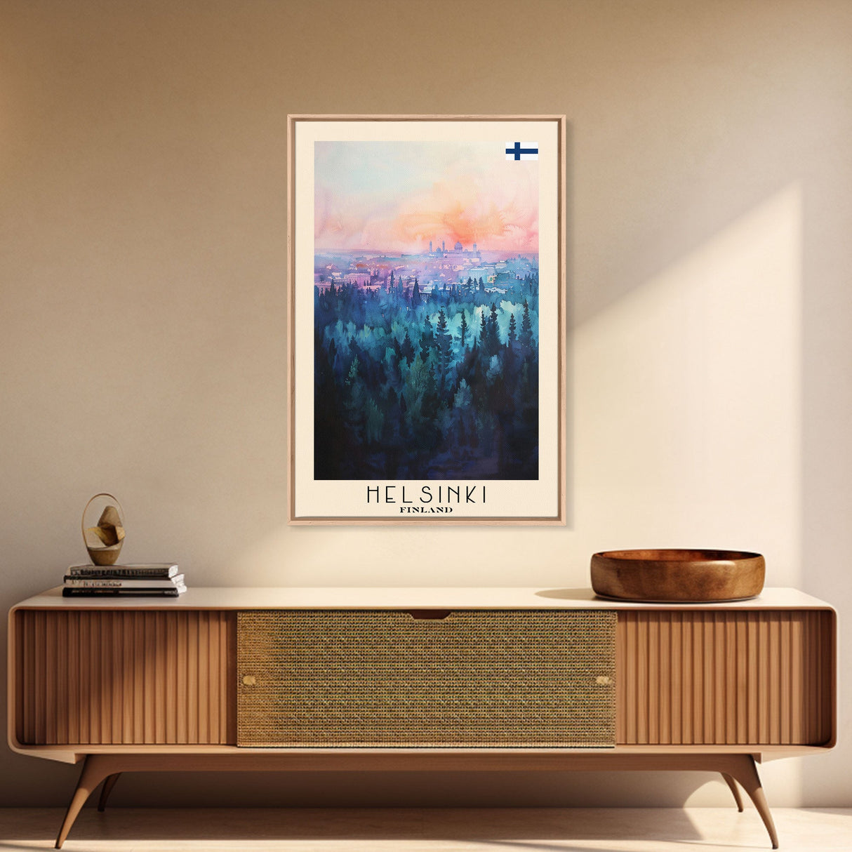 Helsinki Finland Skyline Art Print, Framed Canvas Wall Art, Living Room Decor, Office Art, Cityscape Poster, Home Decor, Travel Poster Art