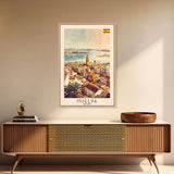 Huelva Spain Cityscape Art Print, Vibrant Sunset Canvas Print for Home Decor, Travel Poster for Living Room Wall Art, Spanish City View