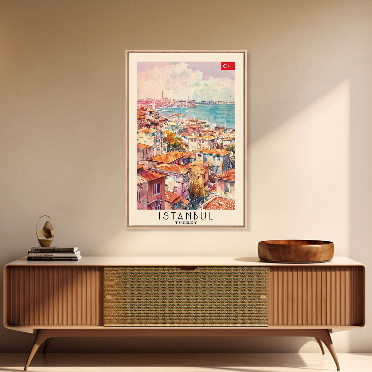 Istanbul Turkey Bosphorus Art Print, Beautiful Canvas Print for Home Decor, Travel Poster for Living Room Wall Art, Turkish Cultural Scene