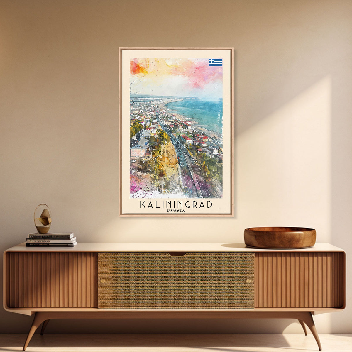 Kaliningrad Russia Urban Landscape, Framed Canvas Print, Travel Poster, Modern Wall Art, Office Decor, Russian Cityscape, Contemporary Home Decoration