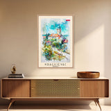 Kragujevac Serbia Travel Poster Framed Canvas Print, Watercolor Painting, Boho Wall Art, Living Room Decor, Scenic Art, Travel Print