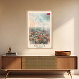 Krefeld Germany Travel Poster Framed Canvas Print, Urban Landscape, Minimalist Wall Art, Home Decor, Original Painting, Travel Print