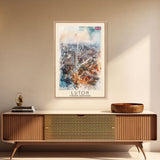 Luton United Kingdom Travel Poster Framed Canvas Print, Vibrant Cityscape, Urban Art, Wall Decor, Interior Design, Travel Print, Unique Art