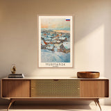 Murmansk Russia Travel Poster Framed Canvas Print, Coastal Cityscape, Watercolor Painting, Wall Art, Home Decoration, Travel Print, Unique Gift