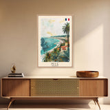 Nice France Travel Poster Framed Canvas Print, Coastal Watercolor Painting, Scenic Wall Art, Home Decor, Vacation Art, Unique Art
