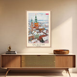 Olsztyn Poland Travel Poster Framed Canvas Print, Watercolor Painting, Scenic Wall Art, Home Decor, Polish Landscape, Classic Art