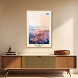 Patras Greece Travel Poster Framed Canvas Print, Watercolor Painting, Scenic Wall Art, Home Decor, Greek Seaside, Vibrant Art