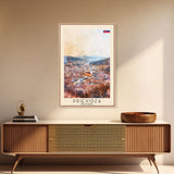 Prievidza Slovakia Travel Poster Framed Canvas Print, Watercolor Painting, Scenic Wall Art, Home Decor, Slovakian Landscape, Modern Art