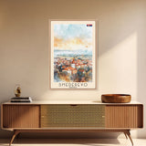 Smederevo Serbia Travel Poster Framed Canvas Print, Watercolor Painting, Scenic Wall Art, Home Decor, Serbian Cityscape, Modern Art