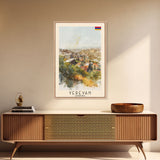 Yerevan Armenia Travel Poster Framed Canvas Print, Watercolor Painting, Scenic Wall Art, Home Decor, Armenian Landscape, Unique Gift