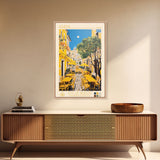 Athens Greece Travel Poster Framed Canvas Print, Midcentury Modern Art, Pop Art Wall Decor, Home Decor, Vacation Gift, Living Room Art