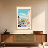 Bournemouth United Kingdom Travel Poster Framed Canvas Print, Midcentury Modern Art, Pop Art Wall Decor, Scenic Wall Art, Living Room Art
