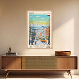 Bratsk Russia Travel Poster Framed Canvas Print, Midcentury Modern Art, Pop Art Wall Decor, Home Decor, Vacation Gift, Living Room Art
