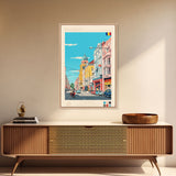 Bucharest Romania Travel Poster Framed Canvas Print, Midcentury Modern Art, Pop Art Wall Decor, Home Decor, Vacation Gift, Living Room Art