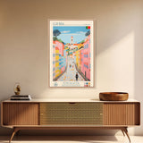 Coimbra Portugal Travel Poster Framed Canvas Print, Midcentury Modern Art, Pop Art Wall Decor, Home Decor, Vacation Gift, Living Room Art