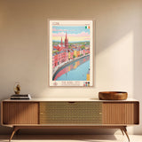 Cork Ireland Travel Poster Framed Canvas Print, Midcentury Modern Art, Pop Art Wall Decor, Home Decor, Vacation Gift, Living Room Art