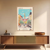 Debrecen Hungary Travel Poster Framed Canvas Print, Midcentury Modern Art, Pop Art Wall Decor, Home Decor, Vacation Gift, Living Room Art
