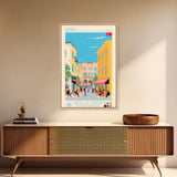 Denizli Turkey Travel Poster Framed Canvas Print, Midcentury Modern Art, Pop Art Wall Decor, Home Decor, Vacation Gift, Living Room Art