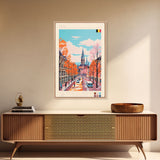 Genk Belgium Travel Poster Framed Canvas Print, Midcentury Modern Art, Pop Art Wall Decor, Home Decor, Vacation Gift, Bedroom Art