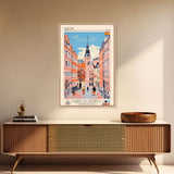 Gijón Spain Travel Poster Framed Canvas Print, Midcentury Modern Art, Pop Art Wall Decor, Scenic Wall Art, Living Room Decoration, Office Art