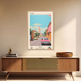 Gori Georgia Travel Poster Framed Canvas Print, Midcentury Modern Art, Pop Art Wall Decor, Scenic Wall Art, Living Room Decoration, Office Art