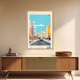 Joensuu Finland Travel Poster Framed Canvas Print, Midcentury Modern Art, Pop Art Wall Decor, Scenic Living Room Art, Bedroom Decor