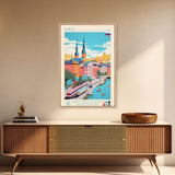 Khimki Russia Travel Poster Framed Canvas Print, Midcentury Modern Art, Pop Art Wall Decor, Home Decor, Vacation Gift, Bedroom Art