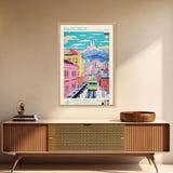 Krasnoyarsk Russia Travel Poster Framed Canvas Print, Midcentury Modern Art, Pop Art Wall Decor, Scenic Bedroom Art, Office Decoration