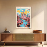 Kurgan Russia Travel Poster Framed Canvas Print, Midcentury Modern Art, Pop Art Wall Decor, Scenic Wall Art, Living Room Decoration, Office Gift