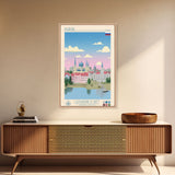 Kursk Russia Travel Poster Framed Canvas Print, Midcentury Modern Art, Pop Art Wall Decor, Scenic Bedroom Art, Office Decoration