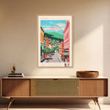 Kutaisi Georgia Travel Poster Framed Canvas Print, Midcentury Modern Art, Pop Art Wall Decor, Scenic Living Room Art, Bedroom Decor