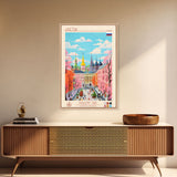 Lipetsk Russia Travel Poster Framed Canvas Print, Midcentury Modern Art, Pop Art Wall Decor, Scenic Art, Home and Office Decoration