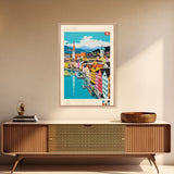 Lucerne Switzerland Travel Poster Framed Canvas Print, Midcentury Modern Art, Pop Art Wall Decor, Scenic Art, Living Room and Office Gift