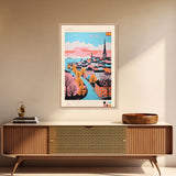 Lund Sweden Travel Poster Framed Canvas Print, Midcentury Modern Art, Pop Art Wall Decor, Scenic Art, Home and Office Decoration