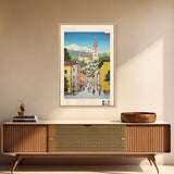 Martin Slovakia Travel Poster Framed Canvas Print, Midcentury Modern Art, Pop Art Wall Decor, Scenic Wall Art, Living Room Decoration, Office Art