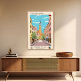 Mönchengladbach Germany Travel Poster Framed Canvas Print, Midcentury Modern Art, Pop Art Wall Decor, Scenic Living Room Art, Bedroom Gift