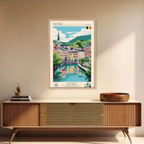 Namur Belgium Travel Poster Framed Canvas Print, Midcentury Modern Art, Pop Art Wall Decor, Scenic Wall Art, Living Room Decoration, Office Gift