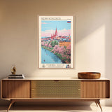 Nizhny Novgorod Russia Travel Poster Framed Canvas Print, Midcentury Modern Art, Pop Art Wall Decor, Scenic Bedroom Art, Office Decoration