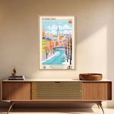 Norrköping Sweden Travel Poster Framed Canvas Print, Midcentury Modern Art, Pop Art Wall Decor, Home Decor, Vacation Gift, Office Art