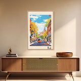 Northampton United Kingdom Travel Poster Framed Canvas Print, Midcentury Modern Art, Pop Art Wall Decor, Scenic Living Room Art, Bedroom Gift