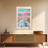 Novokuznetsk Russia Travel Poster Framed Canvas Print, Midcentury Modern Art, Pop Art Wall Decor, Scenic Wall Art, Living Room Decoration, Office Art