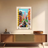 Oslo Norway Travel Poster Framed Canvas Print, Midcentury Modern Art, Pop Art Wall Decor, Scenic Living Room Art, Bedroom Gift