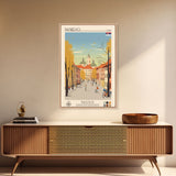 Pančevo Serbia Travel Poster Framed Canvas Print, Midcentury Modern Art, Pop Art Wall Decor, Scenic Wall Art, Living Room Decoration, Office Art