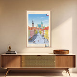 Pardubice Czech Republic Travel Poster Framed Canvas Print, Midcentury Modern Art, Pop Art Wall Decor, Home Decor, Vacation Gift, Bedroom Art