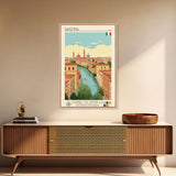 Ravenna Italy Travel Poster Framed Canvas Print, Midcentury Modern Art, Pop Art Wall Decor, Home Decor, Vacation Gift, Office Art