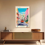 Rio Tinto Portugal Travel Poster Framed Canvas Print, Midcentury Modern Art, Pop Art Wall Decor, Scenic Living Room Art, Bedroom Decor