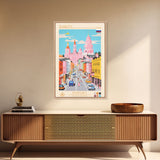 Shakhty Russia Travel Poster Framed Canvas Print, Midcentury Modern Art, Pop Art Wall Decor, Living Room Art, Bedroom Decoration