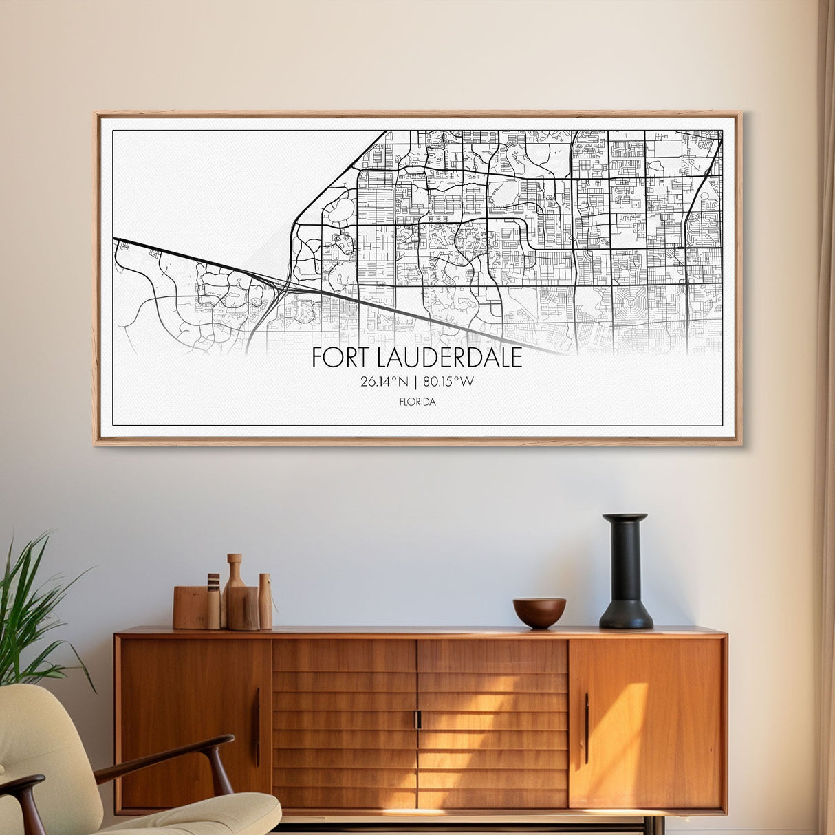 Fort Lauderdale Map, Florida Map, Map Art, Minimalist Art, Wall Art, Canvas Art, Gift For Newlyweds, Boys Room, Billiard Room Décor, Prints
