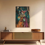 Halloween Sinister Clown in Dark Forest Framed Canvas Print, Creepy Wall Art, Home Decor, Horror Decor, Gift Idea, Spooky Carnival