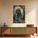 Halloween Horror Full Moon Werewolf Framed Canvas Print, Wall Art, Living Room Decor, Halloween Decor, Spooky Wall Hanging, Haunted House